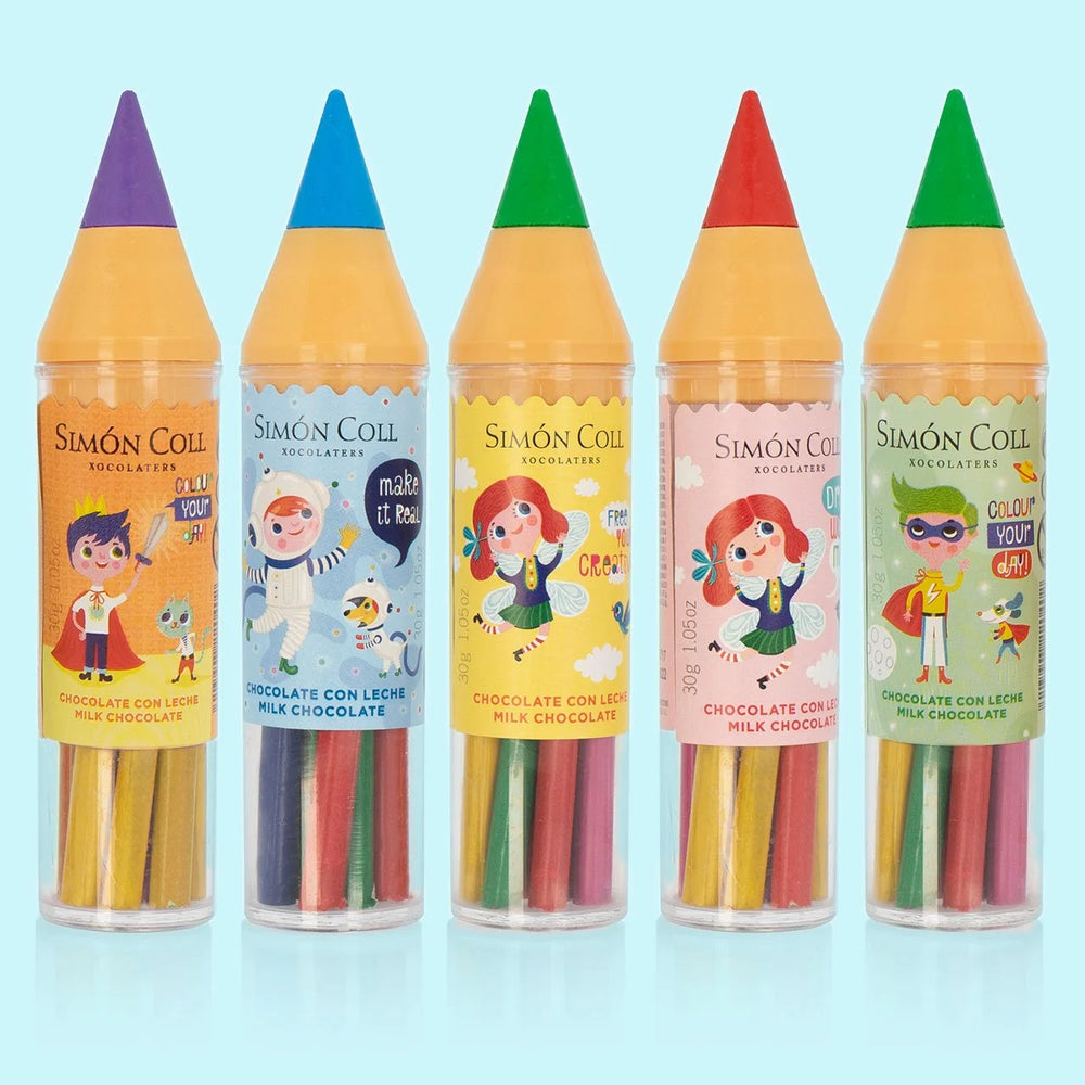 Maxi-Buntstift mit Schokoladen-Stiften gefüllt