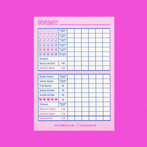 Würfelspiel Block "pink-blau"