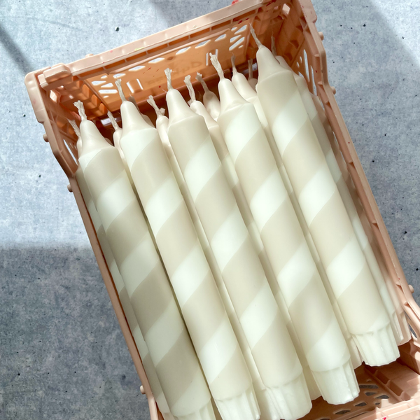 Dip Dye Kerzen | Swirl beige | 4er Set