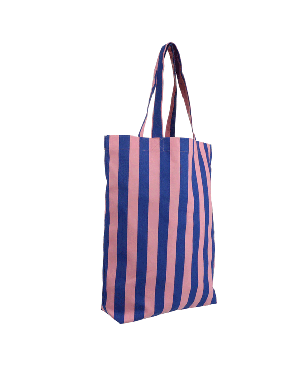 Baumwolltasche rosa-blau gestreift