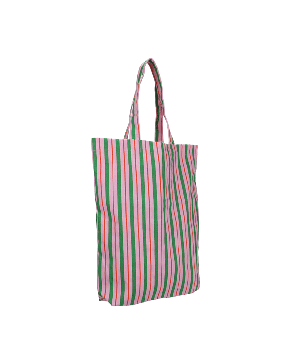 Baumwolltasche gestreift rosa-grün
