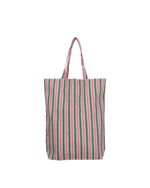 Baumwolltasche gestreift rosa-grün