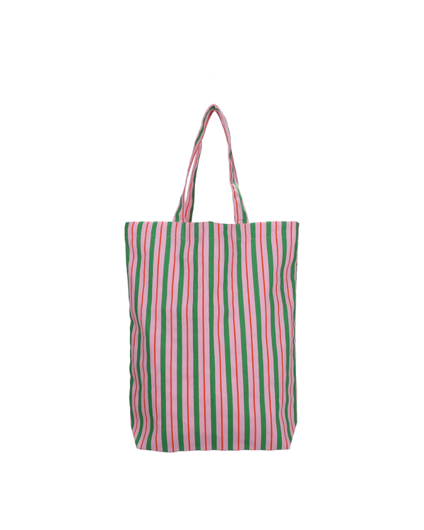 Baumwolltasche gestreift rosa-grün