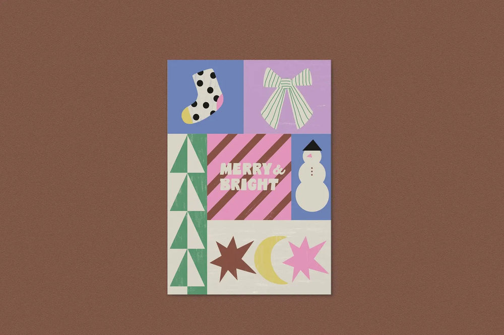 Postkarte Merry & bright snowman | Anna Beddig