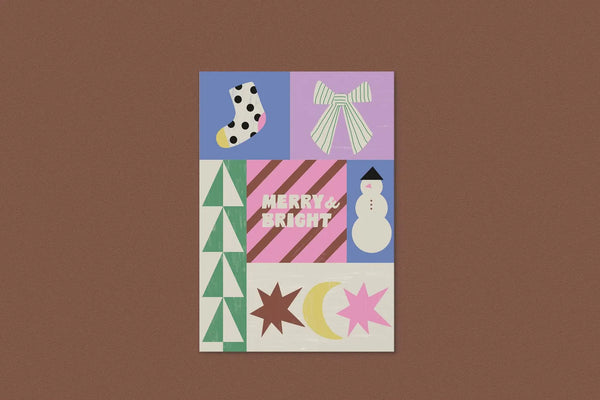 Postkarte Merry & bright snowman | Anna Beddig
