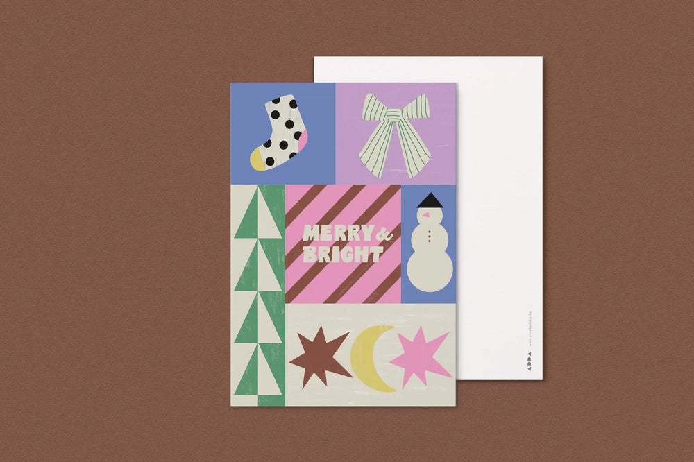 Postkarte Merry & bright snowman | Anna Beddig