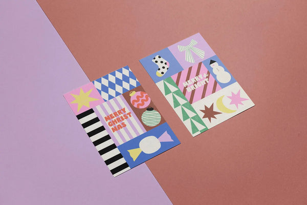 Postkarte Merry & bright snowman | Anna Beddig