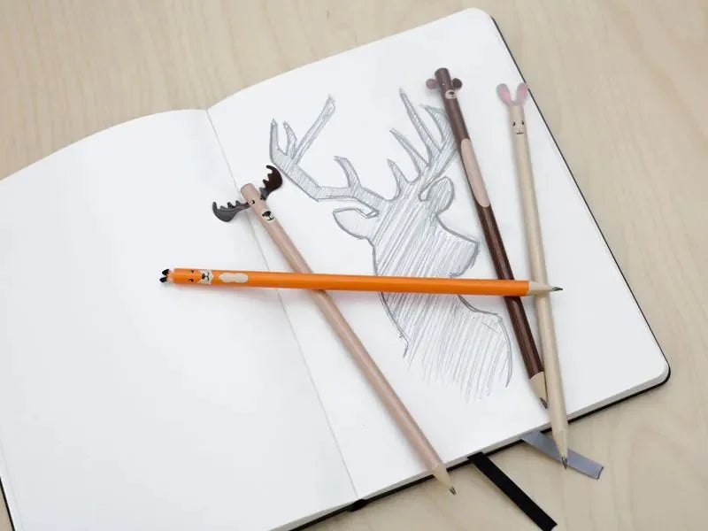 4 Bleistifte WALDTIERE