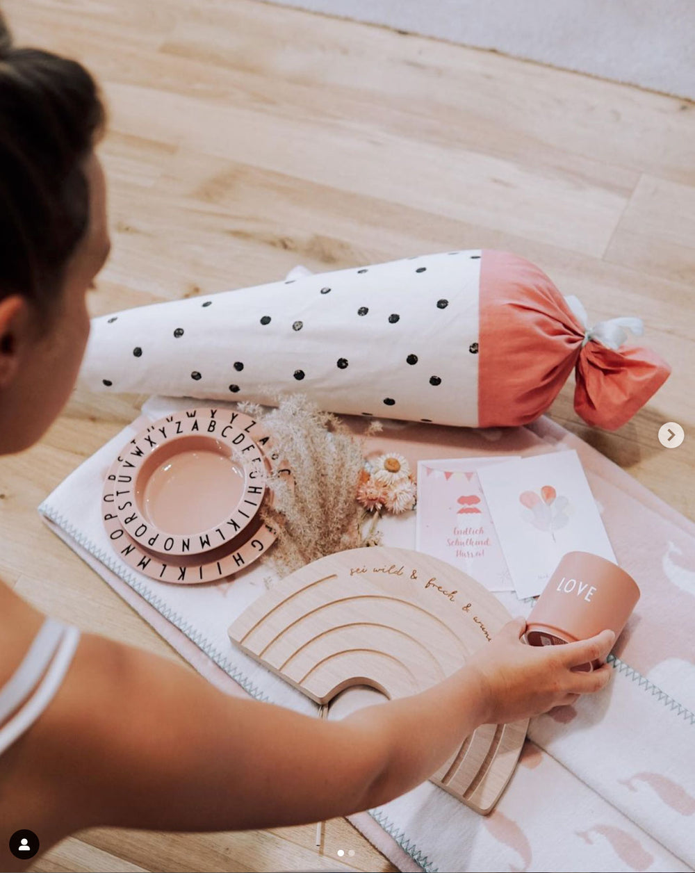 Schultüte aus Stoff mit Punkte-Motiv zur Einschulung