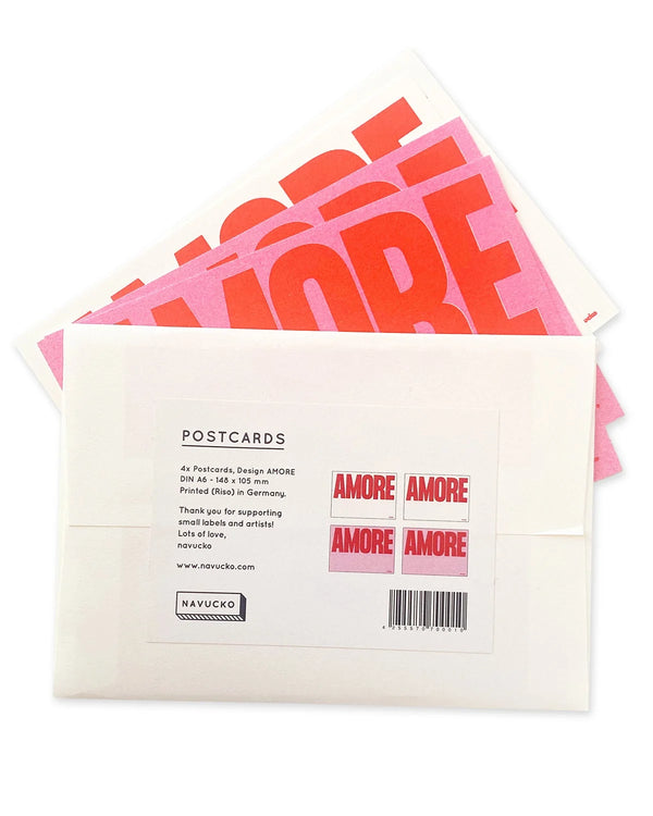 Postkarte AMORE, 4er-Set | Navucko