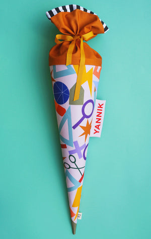 Schultüte aus Stoff Motiv Schoolstuff rose zur Einschulung, Designkooperation mit nicenicenice