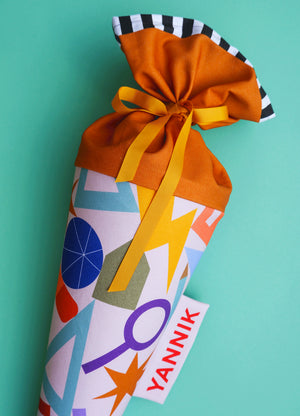 Schultüte aus Stoff Motiv Schoolstuff rose zur Einschulung, Designkooperation mit nicenicenice