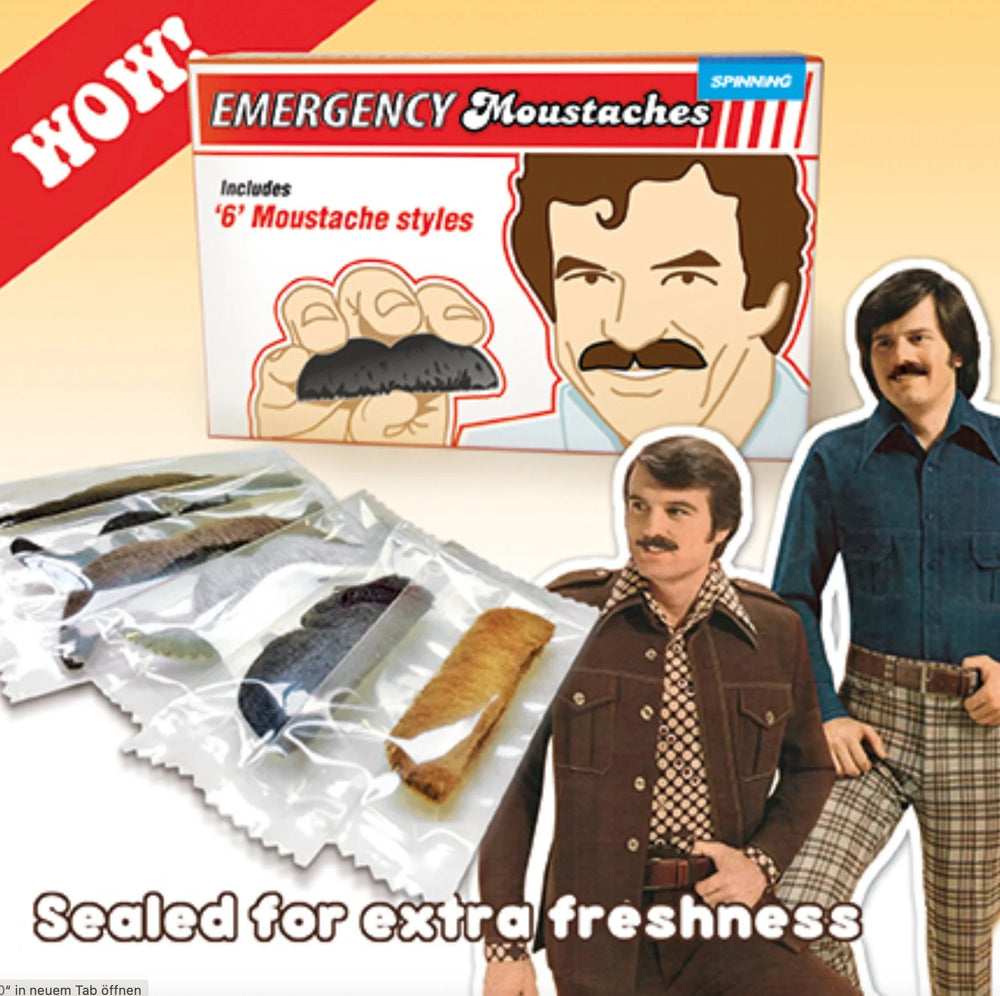 Notfall Schnurrbart-Set | 6 Stück