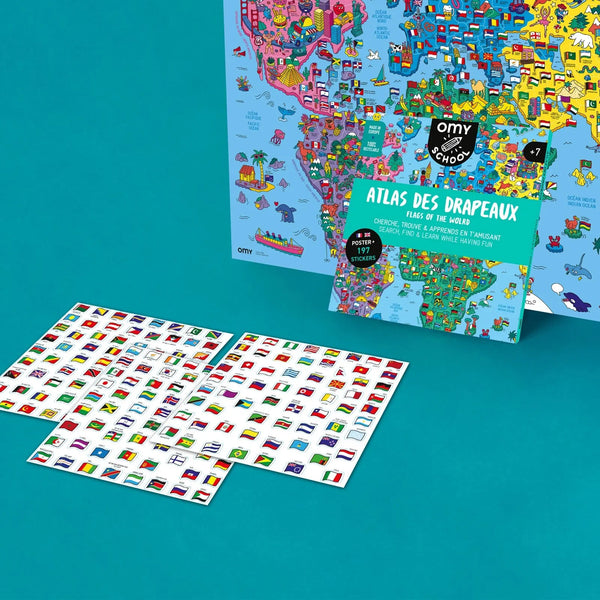 Riesenposter zum ausmalen  "Atlas mit Flaggen"  | OMY