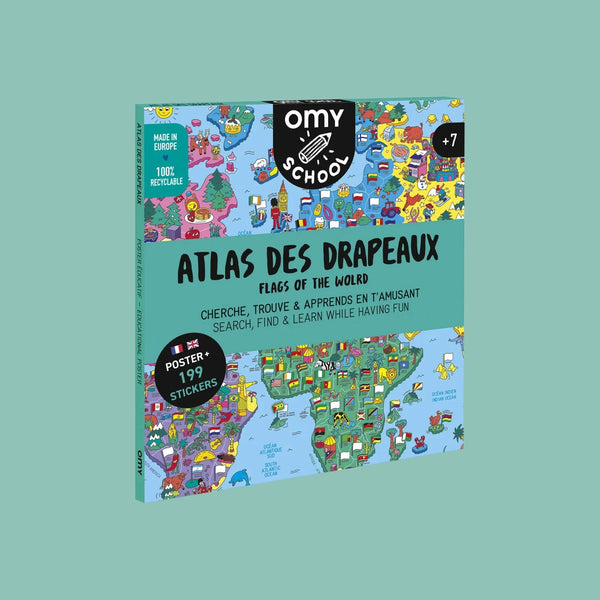Riesenposter zum ausmalen  "Atlas mit Flaggen"  | OMY