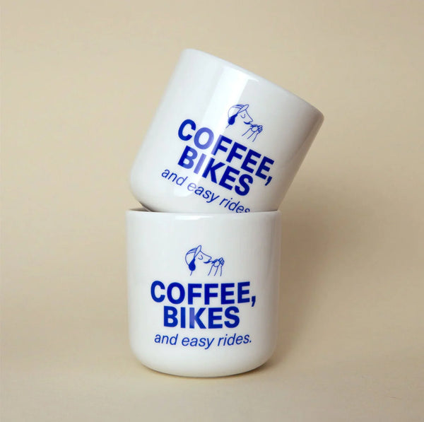 Porzellanbecher Coffee, bikes & easy rides  – studio ciao