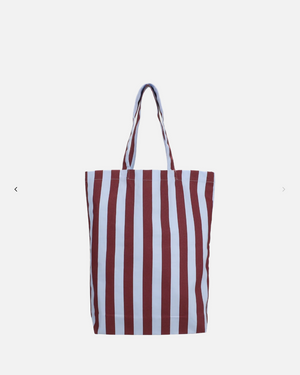 Baumwolltasche Streifen "hellblau-aubergine"