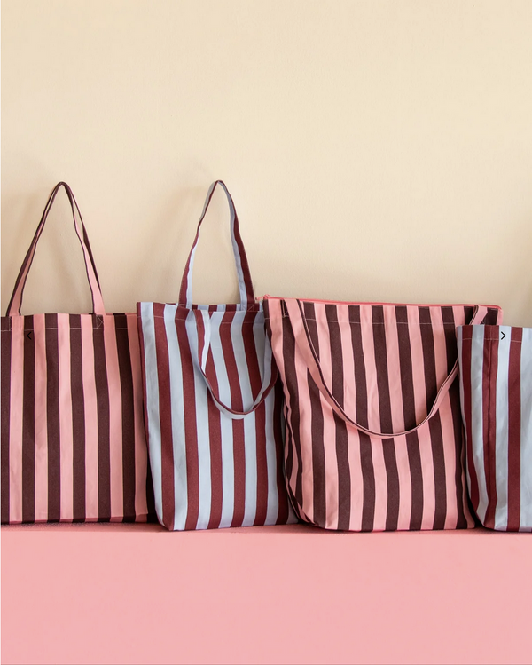 Baumwolltasche Streifen "hellblau-aubergine"