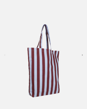 Baumwolltasche Streifen "hellblau-aubergine"