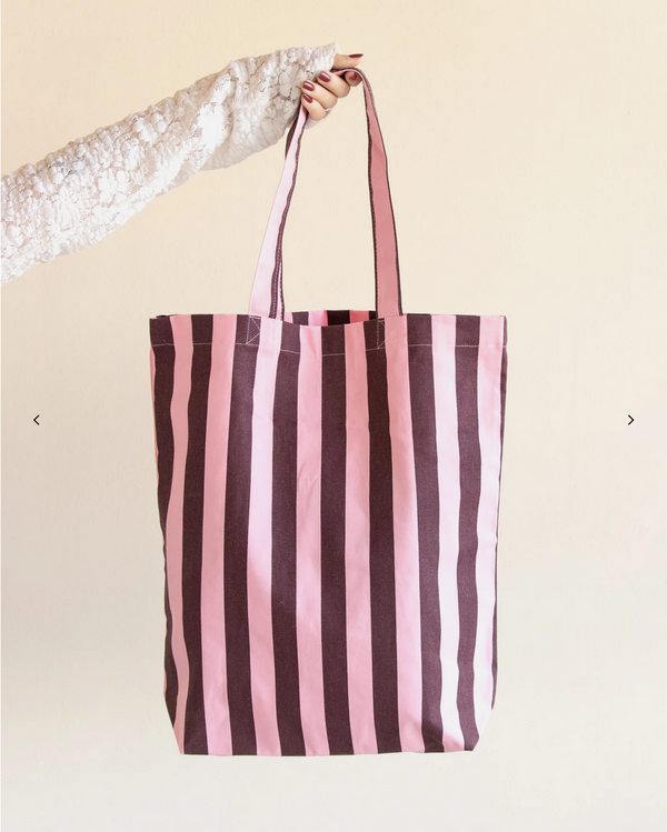 Baumwolltasche Streifen "rosa-schokolade"