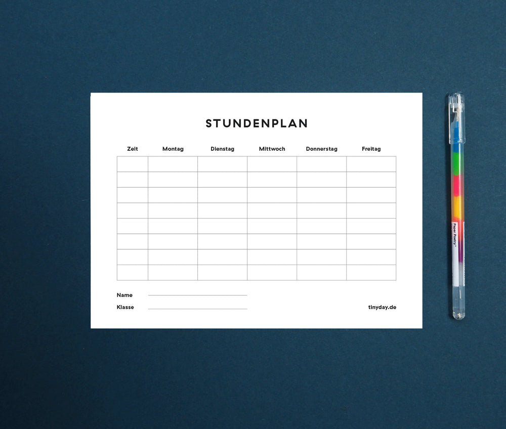 DIY Stundenplan-Set | Stundenplan + Gel-Stift