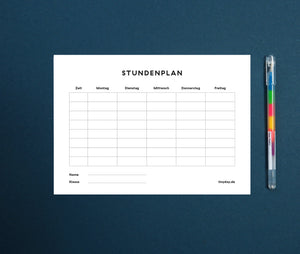 DIY Stundenplan-Set | Stundenplan + Gel-Stift
