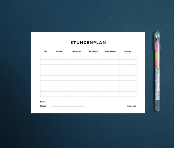 DIY Stundenplan-Set | Stundenplan + Gel-Stift