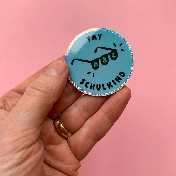 Glitzer-Aufkleber 5cm "ABC-Brille"