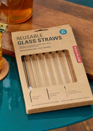 Glasstrohhalme mit Bürste | 6 Stück