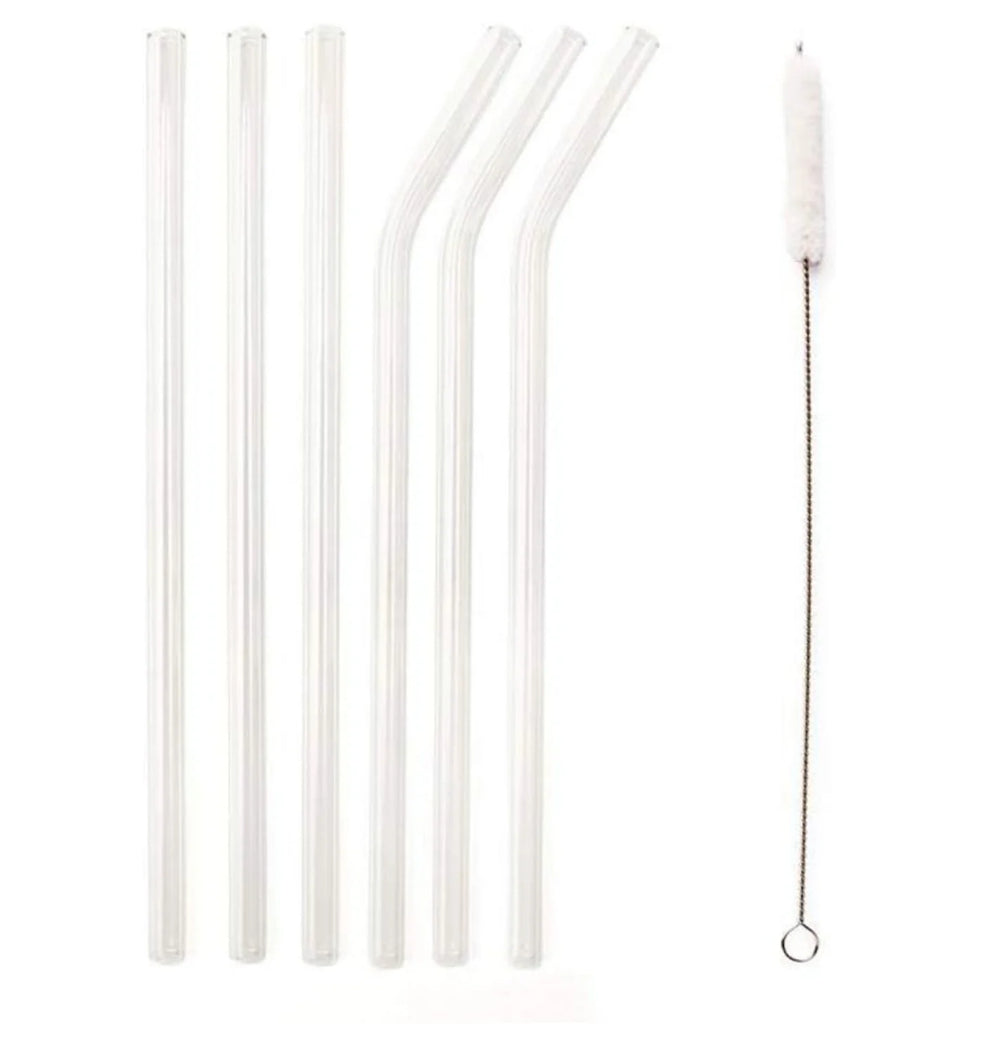 Glasstrohhalme mit Bürste | 6 Stück