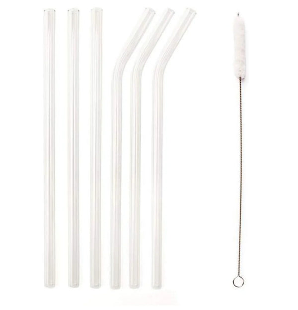 Glasstrohhalme mit Bürste | 6 Stück