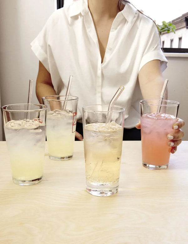 Glasstrohhalme mit Bürste | 6 Stück