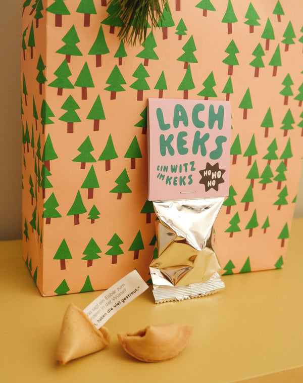 24 weihnachtliche Lachkekse mit Witz – veganer Glückskeks zum Lachen – 24 Stück