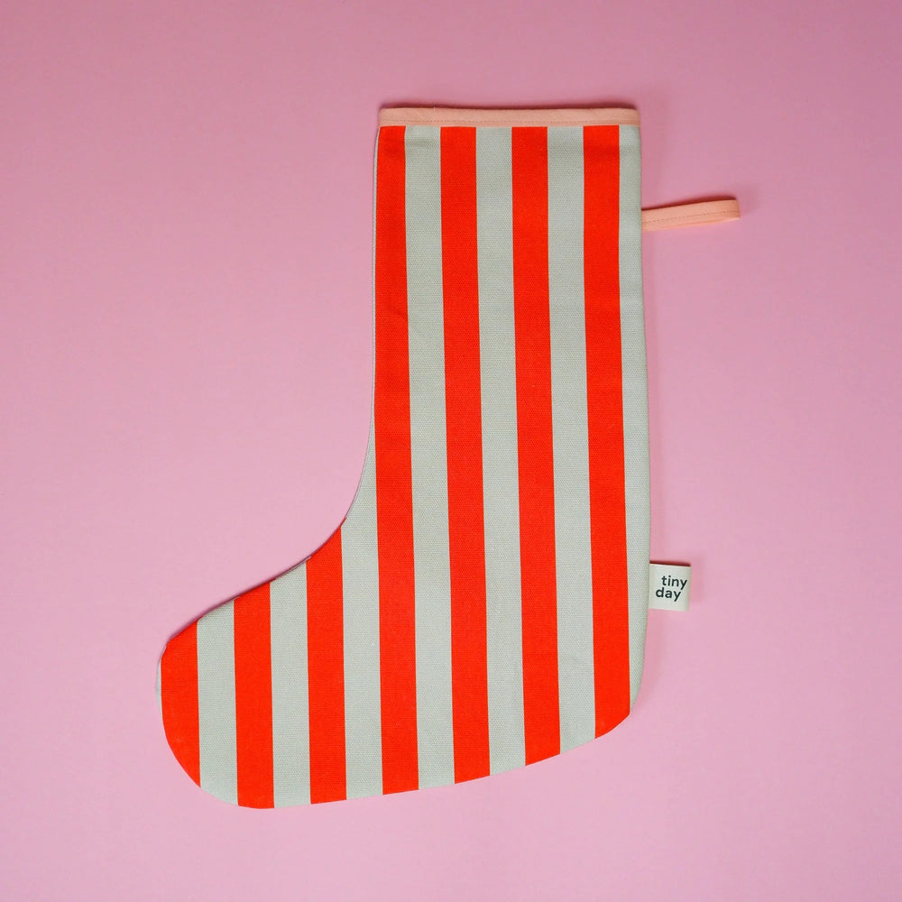 Gestreifter Nikolausstrumpf "rot-beige" – personalisierbar mit Initiale