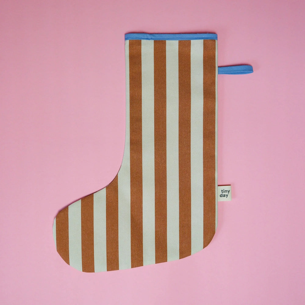 Gestreifter Nikolausstrumpf "braun-beige" – personalisierbar mit Initiale