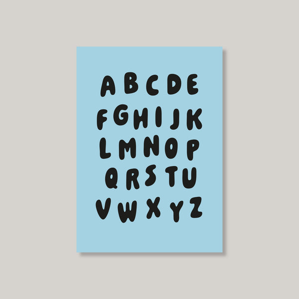 Postkarte "Alphabet" blau