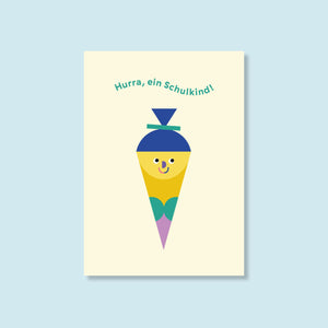Postkarte "Hurra, ein Schulkind"