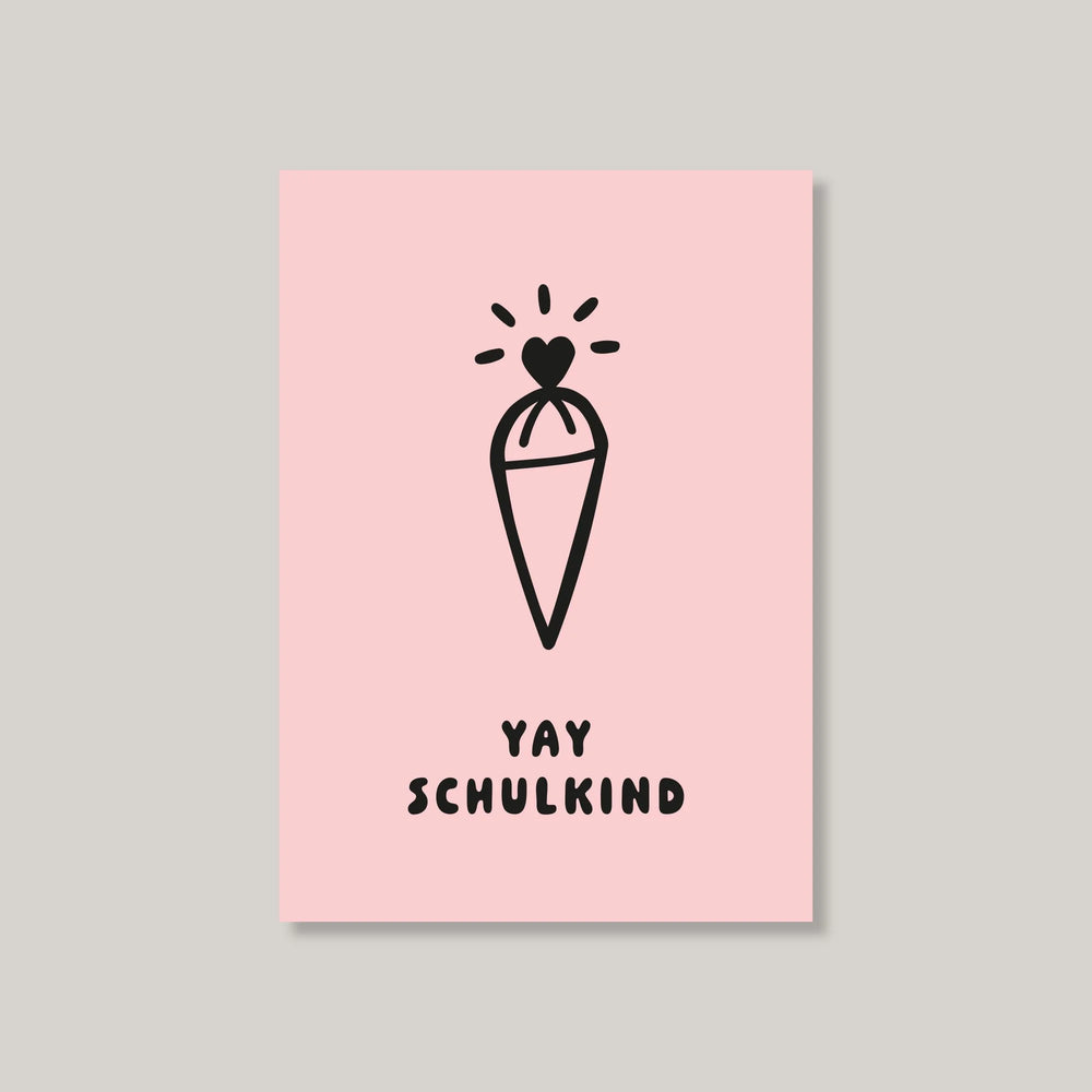 Postkarte "Schultüte rosa"