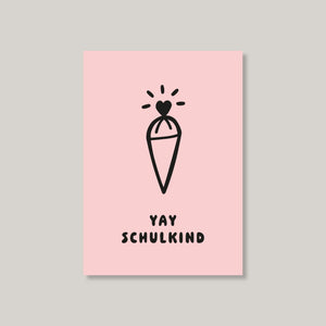 Postkarte "Schultüte rosa"