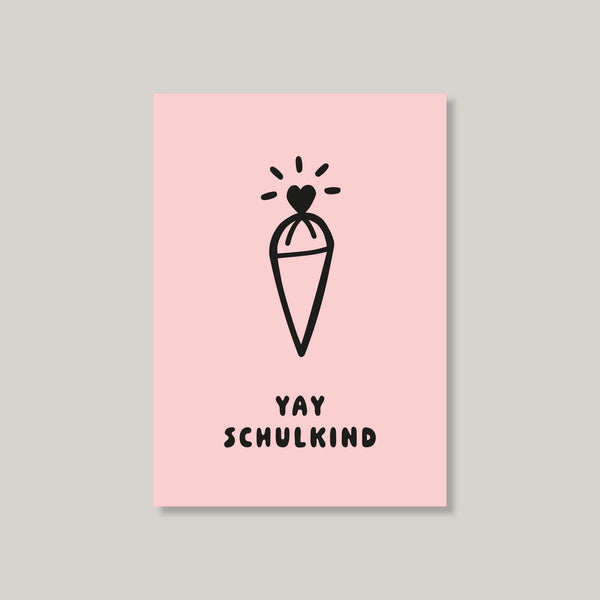 Postkarte "Schultüte rosa"