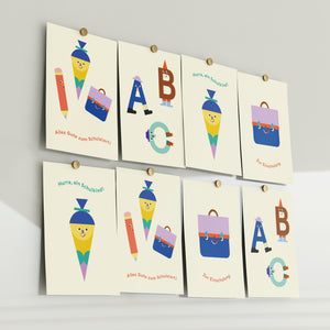 Postkarte "Zur Einschulung / Tornister"