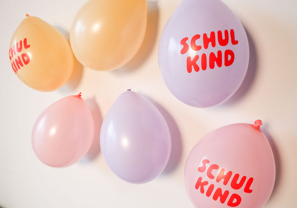 Bio-Schulkind Luftballon 6er Set | rosa-Mix | Kopfdruck | Dekoration zur Einschulung | 100% Naturkautschuk (Kopie)
