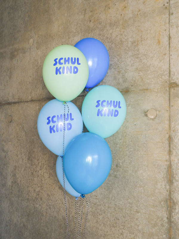 Bio-Schulkind Luftballon 6er Set | blau-Mix | Normaldruck | Dekoration zur Einschulung | 100% Naturkautschuk (Kopie)