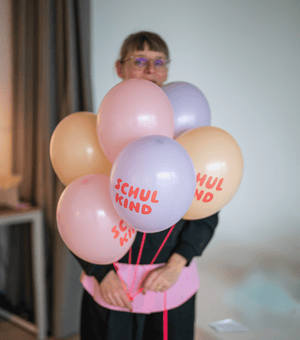 Bio-Schulkind Luftballon 6er Set | rosa-Mix | Normaldruck | Dekoration zur Einschulung | 100% Naturkautschuk