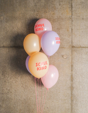 Bio-Schulkind Luftballon 6er Set | rosa-Mix | Normaldruck | Dekoration zur Einschulung | 100% Naturkautschuk