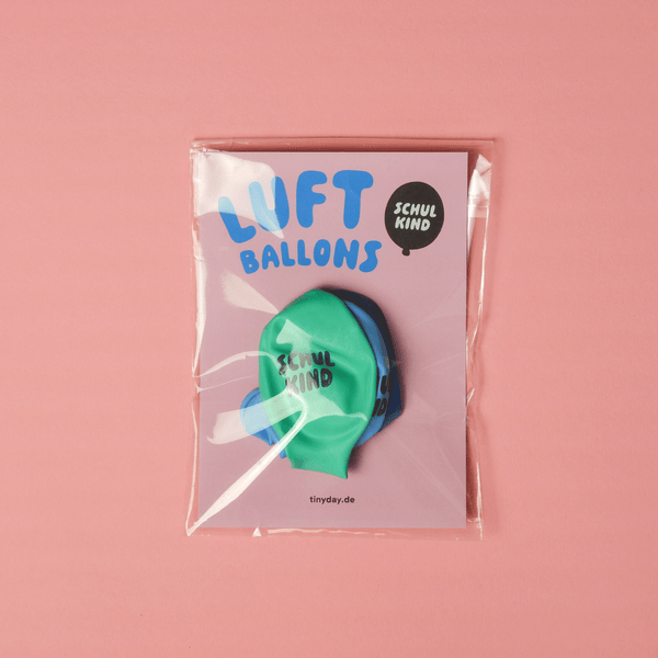 Bio-Schulkind Luftballon 6er Set | blau-Mix | Kopfdruck | Dekoration zur Einschulung | 100% Naturkautschuk