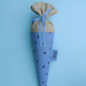 Blaue Schultüte aus Stoff – Motiv Blitz