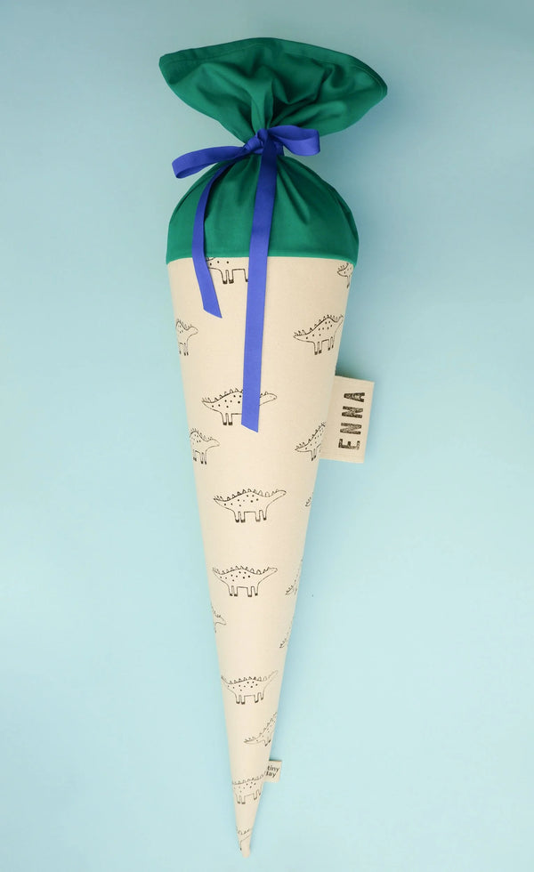 Schultüte aus Stoff mit Dino-Motiv zur Einschulung