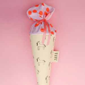 Schultüte aus Stoff – Motiv  Gretas Schwester Einhorn