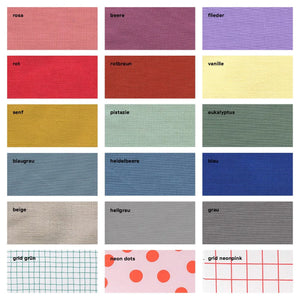 Schultüte aus Stoff mit individueller Krempe; viele Farben